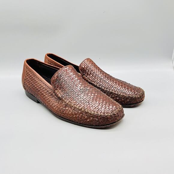 Tommy Bahama Shoes Mens 9 Brown Leather Woven Loafers Slip On Casual Comfort main image 7
